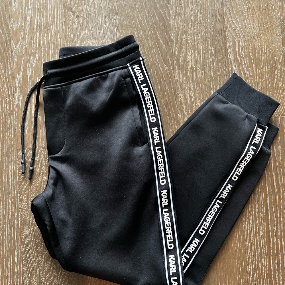 Karl Lagerfeld Black Track Pants with Logo Detail